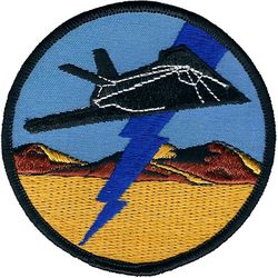Lockheed F-117A Nighthawk BLUE STREAK
Not to be confused with Have Blue, the two original flight test airframes. Blue Streak is a fast action response team, in this case a Depot Field Maintenance Team that was attached to the F-117 Flight Test organization.  This patch came out in 1988 after the USAF acknowledged the F-117's existence.
