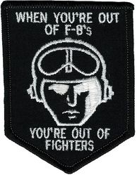 Vought F-8 Crusader Morale
Manufacturer. Vought
First flight. 25 Mar 1955
Introduction. Mar 1957
Retired: 
1976 (fighter, U.S. Navy)
29 Mar 1987 (photo reconnaissance, U.S. Naval Reserve)
Number built. 1,219

General characteristics
Crew: 1
Length: 55 ft 11.6 in (17.059 m) 
Wingspan: 35 ft 8 in (10.87 m) 
Height: 15 ft 9.1 in (4.803 m) 
Wing area: 375 sq ft (34.8 m2)
Aspect ratio: 3.4
Airfoil: root: NACA 65A006 mod; tip: NACA 65A005 mod
Zero-lift drag coefficient: CD0.0133
Drag area: 5.0 sq ft (0.46 m2)
Empty weight: 18,800 lb (8,528 kg) 
Gross weight: 29,000 lb (13,154 kg)
Max takeoff weight: 34,000 lb (15,422 kg)
Fuel capacity: 1,348 US gal (1,122.4 imp gal; 5,102.7 L)
Powerplant: 1 × Pratt & Whitney J57-P-20A afterburning turbojet engine, 11,400 lbf (51 kN) thrust dry, 18,000 lbf (80 kN) with afterburner

Performance:
Maximum speed: 1,066 kn (1,227 mph, 1,974 km/h) at 36,000 ft (10,973 m)
Maximum speed: Mach 1.8
Cruise speed: 268 kn (308 mph, 496 km/h) 
Stall speed: 135 kn (155 mph, 250 km/h) 
Never exceed speed: 775 kn (892 mph, 1,435 km/h) 
Combat range: 394 nmi (453 mi, 730 km)
Ferry range: 1,507 nmi (1,734 mi, 2,791 km) with external fuel
Service ceiling: 58,000 ft (18,000 m)
Lift-to-drag: 12.8
Wing loading: 77.3 lb/sq ft (377 kg/m2)
Thrust/weight: 0.62

Armament:
Guns: 4× 20 mm (0.79 in) Colt Mk 12 cannons in lower fuselage, 125 rpg
Hardpoints: 2× side fuselage mounted Y-pylons (for mounting AIM-9 Sidewinders and Zuni rockets) and 2× underwing pylon stations with a capacity of 4,000 lb (2,000 kg), with provisions to carry combinations of:
Rockets: 2× LAU-10 rocket pods (each with 4× 5 inch (127mm) Zuni rockets)
Missiles:
4× AIM-9 Sidewinder or Matra Magic (French Navy only) air-to-air missiles
2× AGM-12 Bullpup air-to-surface missiles
Bombs:
8× 250 lb (113 kg) Mark 81 bombs 
8× 500 lb (227 kg) Mark 82 bombs 
2× 1,000 lb (454 kg) Mark 83 bombs 
2× 2,000 lb (907 kg) Mark 84 bombs
Avionics. Magnavox AN/APQ-84 or AN/APQ-94 Fire-control radar

