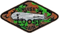 General Dynamics BGM-109 Ground Launched Cruise Missile 
Probably a GLCM dispersal patch worn by unit members to "celebrate" deployment. The use of the camouflage color scheme emphasizes concealment efforts when deployed. This patch was manufactured and distributed by the contractors and “surfaced” at most of the GLCM bases. 
