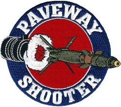 Raytheon GBU-12  Paveway Shooter
GBU= Guided bomb Unit. Patch issued by tech reps during Bosnia conflict.
