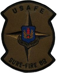 United States Air Forces in Europe Sure Fire Competition 1988
Aircraft weapons loading competition that replaced Loadeo. 
Keywords: subdued