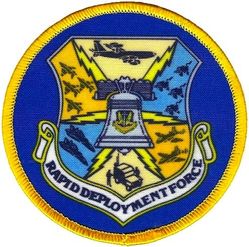 Tactical Air Command Rapid Deployment Force
TAC component of the Rapid Deployment Joint Task Force (RDJTF). In 1983, the RDJTF became a separate unified command known as United States Central Command. Silkscreened patch.
