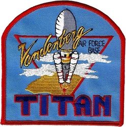 Vandenberg Air Force Base, California
With the two solid rocket motor strap-ons, it's probably either a Titan III or Titan 34D spacelift vehicle. Most spacelift patches were/are commercially produced civilian products, not military.
