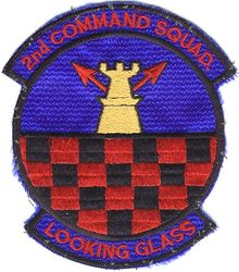 2d Airborne Command and Control Squadron
I believe this to be the very first squadron patch for this unit, forerunner of the squadron patch bearing the SAC shield. It was probably worn from around April 1970 until later that same year. This one was never officially approved. 
