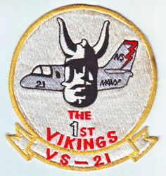 Air Anti-Submarine Squadron 21 (VS-21) S-3 Viking
Established as Torpedo Squadron FORTY ONE (VT-41) on 26 Mar 1945. Redesignated Attack Squadron ONE E (VA-1E) on 15 Nov 1946. Attack Squadron ONE E (VA-1E) and Fighter Squadron ONE E (VF-1E) were merged into Composite Squadron TWO ONE (VC-21) on 1 Sep 1948. Redesignated Air Anti-Submarine Squadron TWO ONE (AIRASRON 21 or VS-21) on 23 Apr 1950; Sea Control Squadron TWO ONE (VS-21) on 1 Oct 1993. Disestablished on 28 Feb 2005.

Lockheed S-3A/B Viking, 1974-2005

