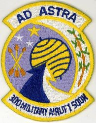 300th Military Airlift Squadron, (Associate) 
Constituted as 100 Transport Squadron on 4 Jun 1943. Activated on 21 Jun 1943. Disbanded on 1 Dec 1943. Reconstituted, and redesignated 100 Air Transport Squadron, Medium, on 20 Jun 1952. Activated on 20 Jul 1952. Inactivated on 25 Oct 1955. Consolidated (19 Sep 1985) with the 300 Military Airlift Squadron (Associate), which was constituted on 31 Jul 1969. Activated in the Reserve on 25 Sep 1969. Redesignated: 300 Airlift Squadron (Associate) on 1 Feb 1992; 300 Airlift Squadron on 1 Oct 1994-.

Translation: AD ASTRA = To the Stars

