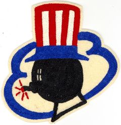 598th Bombardment Squadron, Medium
Constituted 598th Bombardment Squadron (Medium) on 20 Mar 1983. Activated on 20 Apr 1943. Inactivated on 26 Dec 1945.

WW-II era chain stitching on felt

MacDill Field , FL, 20 Apr 15 Oct 1943; Hunter Field, GA, 2 Nov 1943-13 Mar 1944; Gosfield, England, 5 Apr 1944; Rivenhall, England, 15 Apr 194; Hurn, England, 4 Aug 1944; Gorges, France, c. 31 Aug 1944; Dreux, France, 15 Sep 1944; Peronne, France, 7 Oct 1944; Venlo, Holland, 25 Apr 1945; Peronne, France, 31 May-c. Dec 1945; Camp Patrick Henry, VA, 26 Dec 1945.
