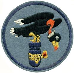 547th Bombardment Squadron, Heavy
Constituted 547th Bombardment Squadron (Heavy) on 25 Nov 1942. Activated on 1 Dec 1942. Inactivated on 28 Feb 1946.

Insignia approval unknown. English embroidery on wool.

Stations. Gowen Field, ID, 1 Dec 1942; Wendover Field, UT, 2 Jan 1943; Sioux City AAB, IA, 5 Apr-10 May 1943; Grafton Underwood, England, 4 Jun 1943; Istres, France, 1 Jul 1945-28 Feb 1946.

