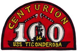 CVA-14 USS Ticonderoga 100 Carrier Landing
Namesake. Battle of Ticonderoga, The capture of Fort Ticonderoga occurred during the Revolutionary War on 10 May 1775, when a small force of Green Mountain Boys led by Ethan Allen and Col. Benedict Arnold surprised and captured the fort's small British garrison.
Builder. Newport News Shipbuilding, VA
Laid down. 1 Feb 1943
Launched. 7 Feb 1944
Commissioned. 8 May 1944
Decommissioned. 9 Jan 1947
Recommissioned. 1 Oct 1954
Decommissioned. 1 Sep 1973
Reclassified:	
CVA-14, 1 Oct 1952
CVS-14, 21 Oct 1969
Stricken. 16 Nov 1973
Fate. Scrapped, 15 Aug 1974
Class and type. Essex-class aircraft carrier
Displacement. 27,100 long tons (27,500 t) standard
Length. 888 feet (271 m) overall
Beam. 93 feet (28 m)
Draft. 28 feet 7 inches (8.71 m)
Installed power. 8 × boilers 150,000 shp (110 MW)
Propulsion:	
4 × geared steam turbines
4 × shafts
Speed. 33 knots (61 km/h; 38 mph)
Complement. 3448 officers and enlisted
Armament:	
12 × 5 inch (127 mm)/38 caliber guns
32 × Bofors 40 mm guns
46 × Oerlikon 20 mm cannons
Armor. Belt: 4 in, Hangar deck: 2.5 in, Deck: 1.5 in, Conning tower: 1.5 in
Aircraft carried. 	90–100 aircraft

