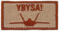 525th Expeditionary Fighter Squadron 2013 Deployment F-22 Pencil Pocket Tab
YBYSA = You Bet Your Sweet Ass 
Keywords: desert