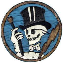 95th Pursuit Squadron, Interceptor and 95th Pursuit Squadron, Interceptor - Twin Engine; 91st Fighter Squadron, Twin Engine and 95th Fighter Squadron, Two Engine
Constituted 95th Pursuit Squadron (Interceptor) on 13 Jan 1942. Activated on 9 Feb 1942. Redesignated: 95th Pursuit Squadron (Interceptor)(Twin Engine) on 22 Apr 1942; 95th Fighter Squadron (Twin Engine) on 15 May 1942; 95th Fighter Squadron, Two Engine, on 28 Feb 1944. Inactivated on 9 Sep 1945.

Insignia approval date unknown. Italian made, bullion embroidery on silk. 

Stations. Harding Field, LA, 9 Feb 1942; Muroc Lake, CA, 30 Apr 1942; Mines Field, CA, 20 May-16 Sep 1942; Eglington, Northern Ireland, 3 Oct 1942; Tafaroui, Algeria, 24 Dec 1942; Telergma, Algeria, 1 Jan 1943; Berteaux, Algeria, 28 Mar 1943; Souk-el-Arba, Algeria, 13 Jun 1943; Grombalia, Tunisia, 4 Aug 1943; San Pancrazio, Italy, 3 Oct 1943; Lecce, Italy, 10 Oct 1943; Vincenzo (later, Foggia No. 17), Italy, 11 Jan 1944; Lesina, Italy, c. 30 Aug-9 Sep 1945.

