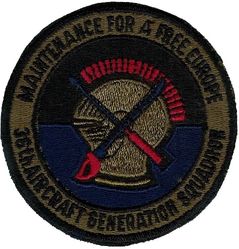 36th Aircraft Generation Squadron
First issue larger, cut edge version, circa 1983.
Keywords: subdued