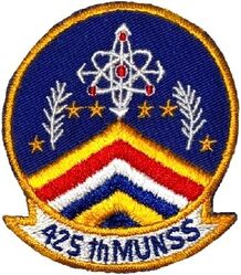 425th Munitions Support Squadron 
The 425th Munitions Maintenance Squadron was activated on 5 March 1964. Controlled the Genie nuclear rockets used on the CF-101 aircraft flown by the RCAF and the CIM-10B/99B Bomarc Surface to Air Missile. The majority of the squadron personnel were stationed in Canada at six detachments spread throughout the country. While the unit personnel were assigned to a respective RCAF Station, they actually worked with specific squadrons at each station. The squadron was redesignated as the 425th Munitions Support Squadron (425th MUNSS) on 1 January 1974.
