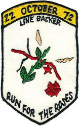 432d Tactical Reconnaissance Wing Operation LINEBACKER 1972
22 Oct was last day of "Run for the Roses" recce/escort mission into North Vietnam. This version shows the bloom is of the rose commemorating the end. Thai made.
