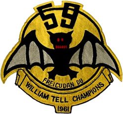 59th Fighter-Interceptor Squadron William Tell Competition 1961
F-102A team. Back patch sized with separate tab, Japan made. Freicudan Du is gaelic for the Black Watch/Black Guard.

