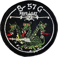 Armament Development and Test Center B-57G Project PAVE GAT
One B-57G was modified to house a special bomb bay installation of one Emerson TAT-161 turret with a single M61 20mm cannon as a gunship under project Pave Gat. After delays in testing at Eglin AFB, Florida, due to competition for mission time from the Tropic Moon III B-57Gs, Pave Gat tests proved "that the B-57G could hit stationary or moving targets with its 20mm gun, day or night. Loaded with 4,000 rounds of ammunition, the Pave Gat B-57G could hit as many as 20 targets, three times as many as the bomb-carrying B-57G.
